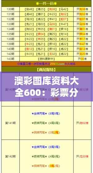 澳彩图库资料大全600:彩票分析的终极宝典