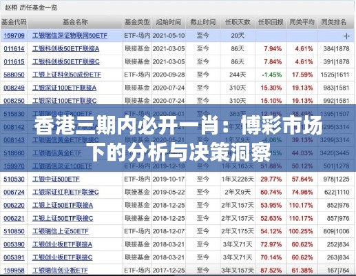 香港三期内必开一肖:博彩市场下的分析与决策洞察