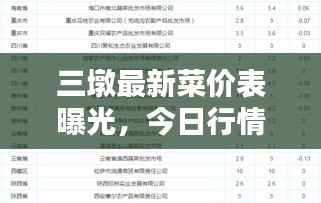 三墩最新菜价表曝光，今日行情，不容错过！