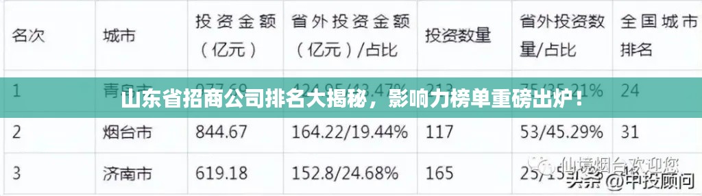 山东省招商公司排名大揭秘,影响力榜单重磅出炉!